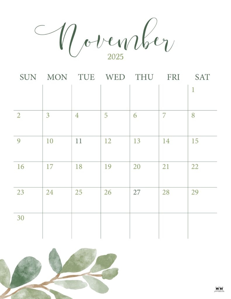 November 2025 Calendar Blank