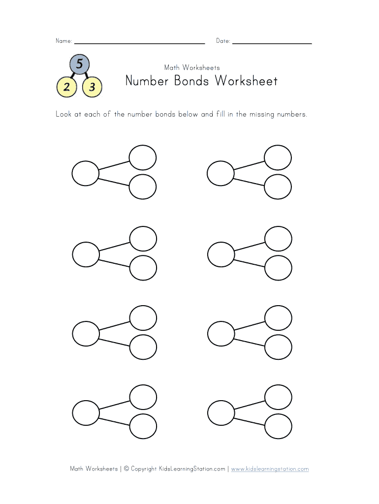 Printable Blank Number Bond Worksheets