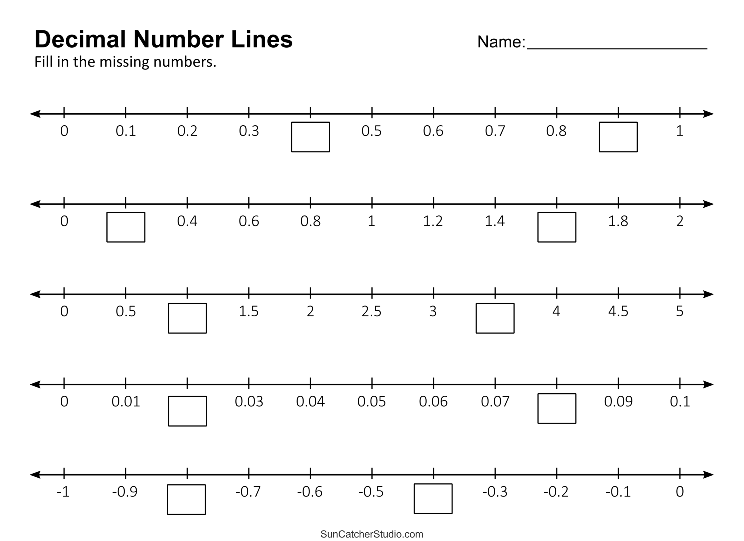 Number Lines Integers Decimals Blank Missing Numbers Free Printables Monograms Design Tools Patterns DIY Projects