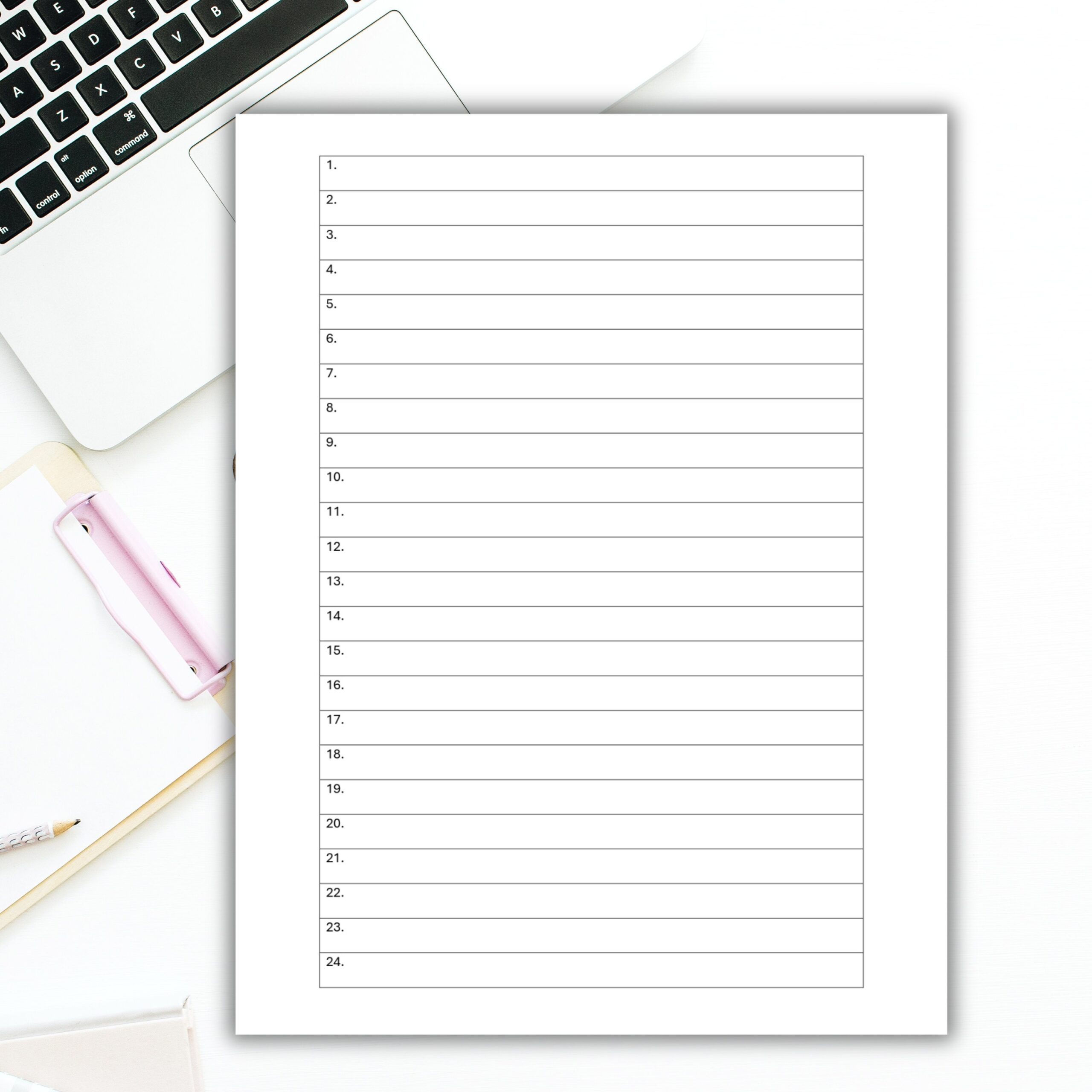 Printable Blank Lined Numbered Paper