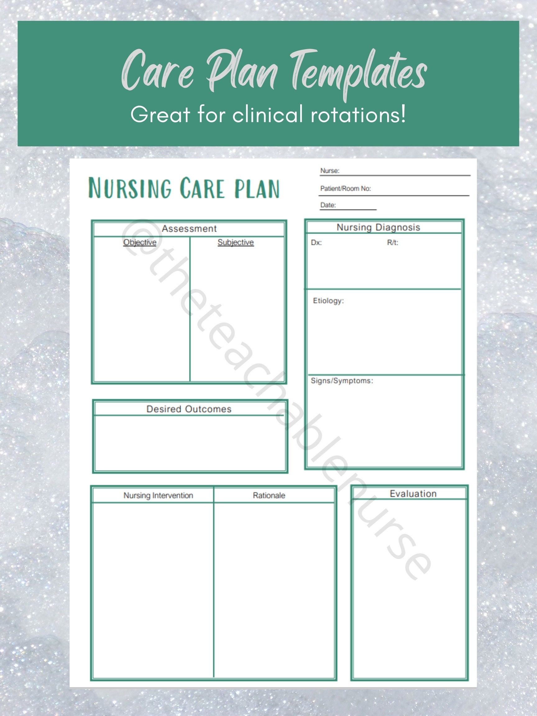 Nursing Care Plan Templates Etsy