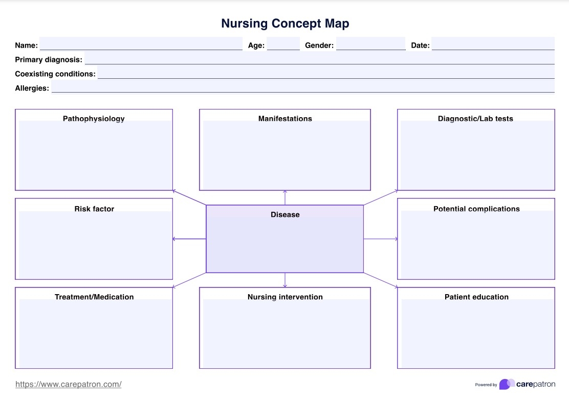 Nursing Concept Map Example Free PDF Download