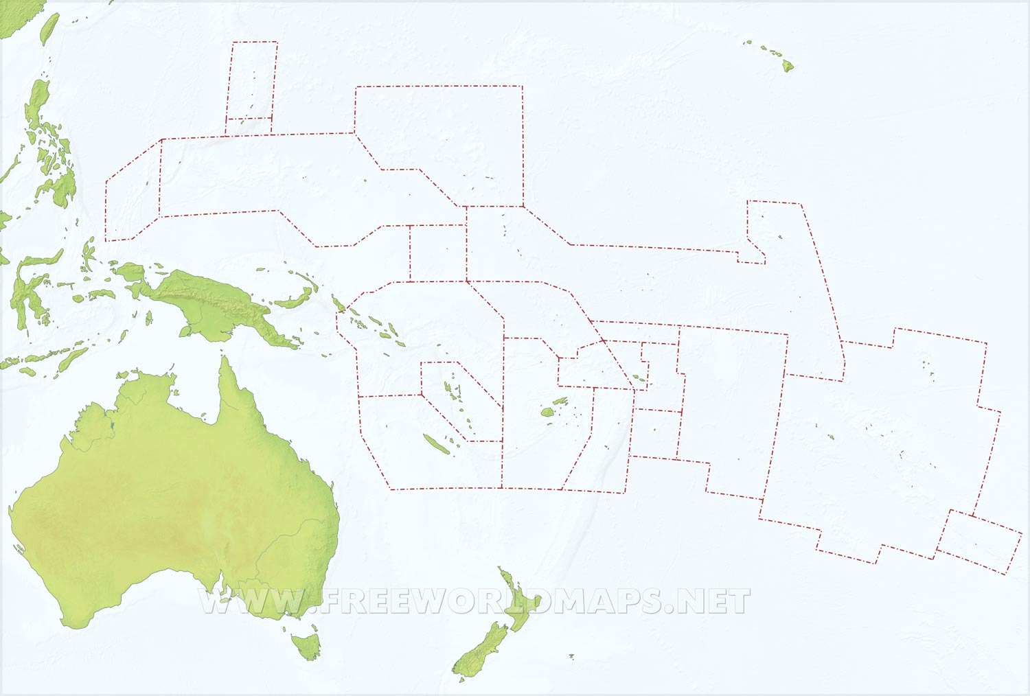 Printable Free Oceania Blank Map