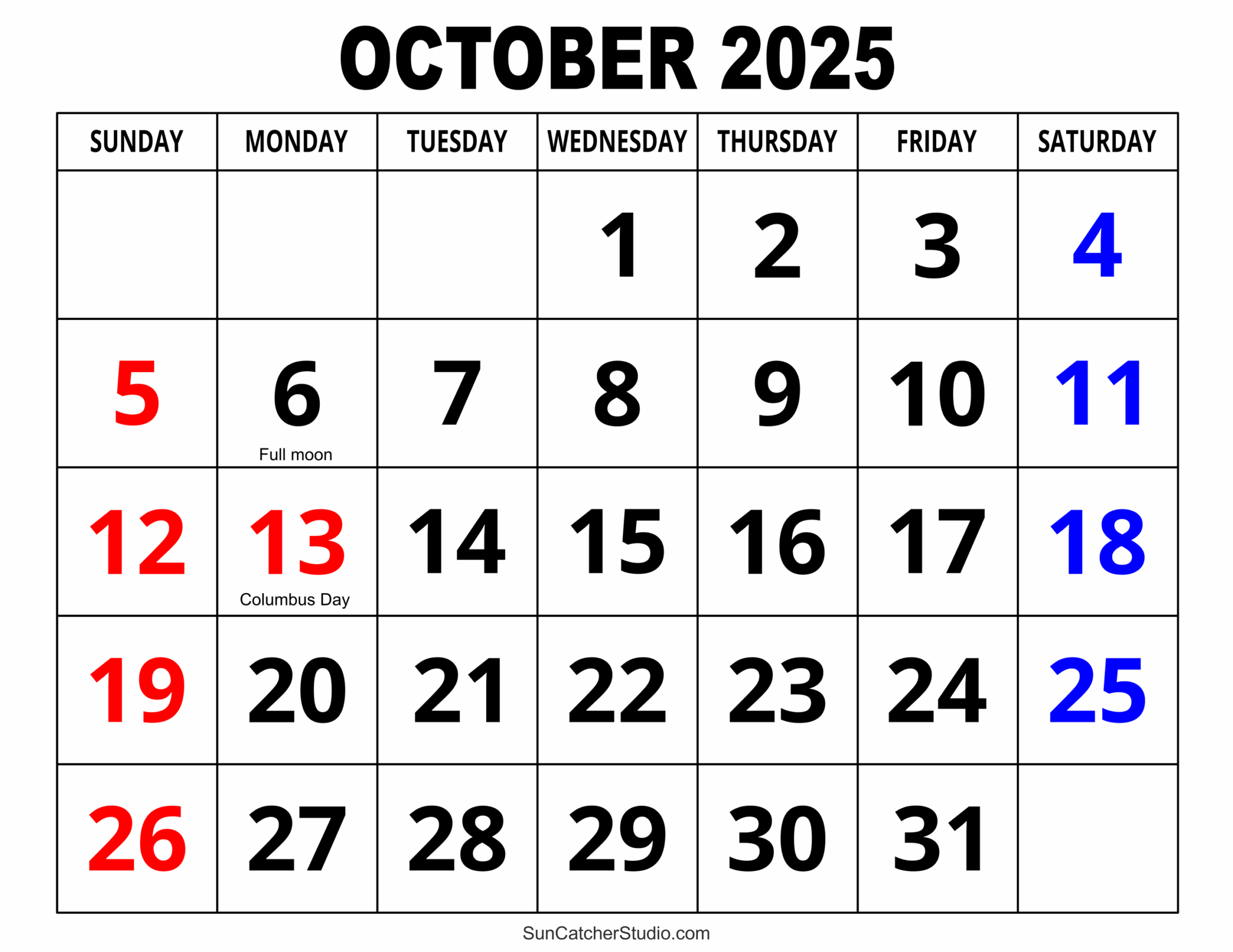 Blank Calendar For October 2025
