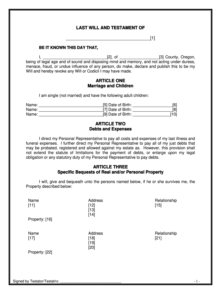 Blank Printable Oregon Project Form