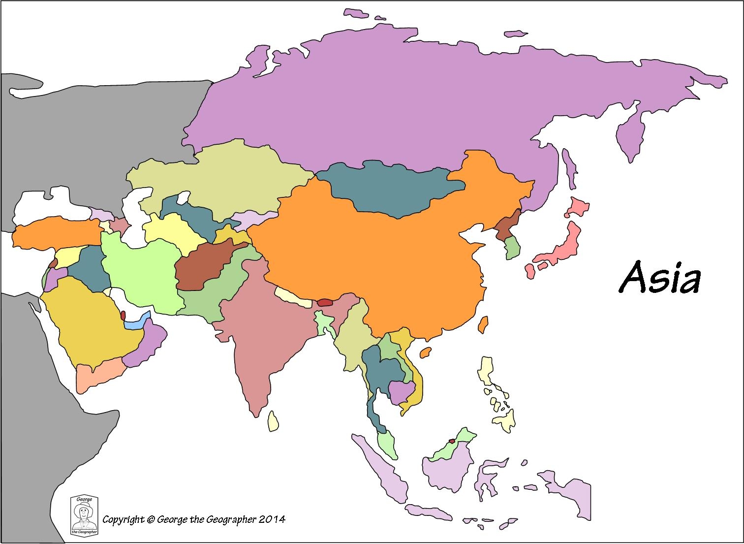 Asia Blank Map Printable Countries
