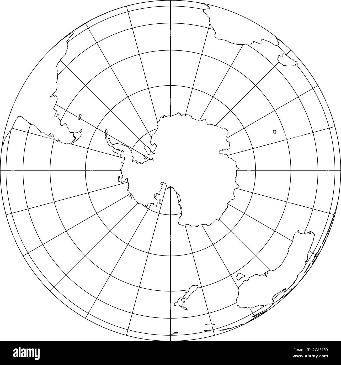 Outline Earth Globe With Map Of World Focused On Antarctica Vector Illustration Stock Vector Image Art Alamy