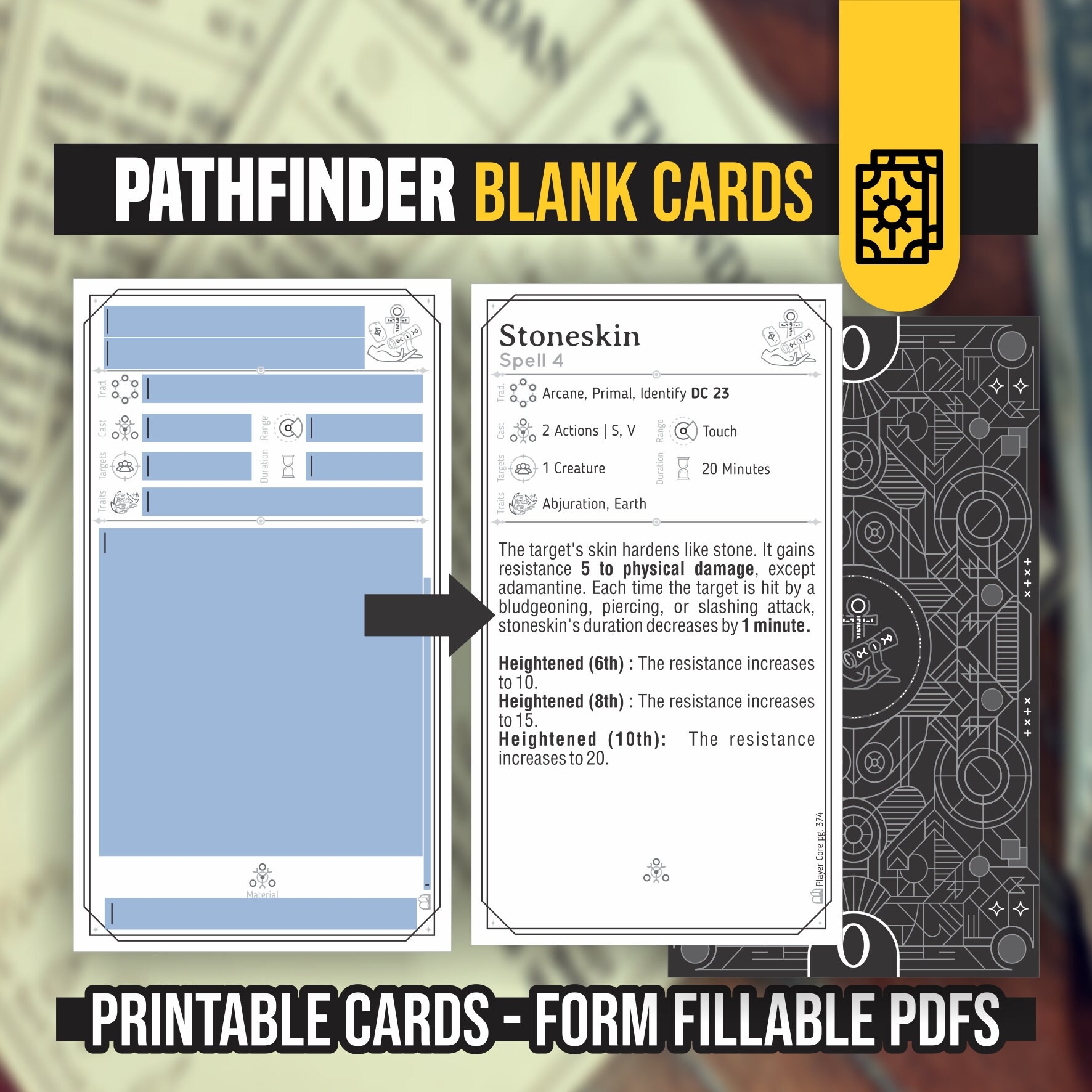 Pack Of BLANK Spell Cards For PATHFINDER Pathfinder 2e Printable Spell Cards Form Fillable Spell Cards Etsy