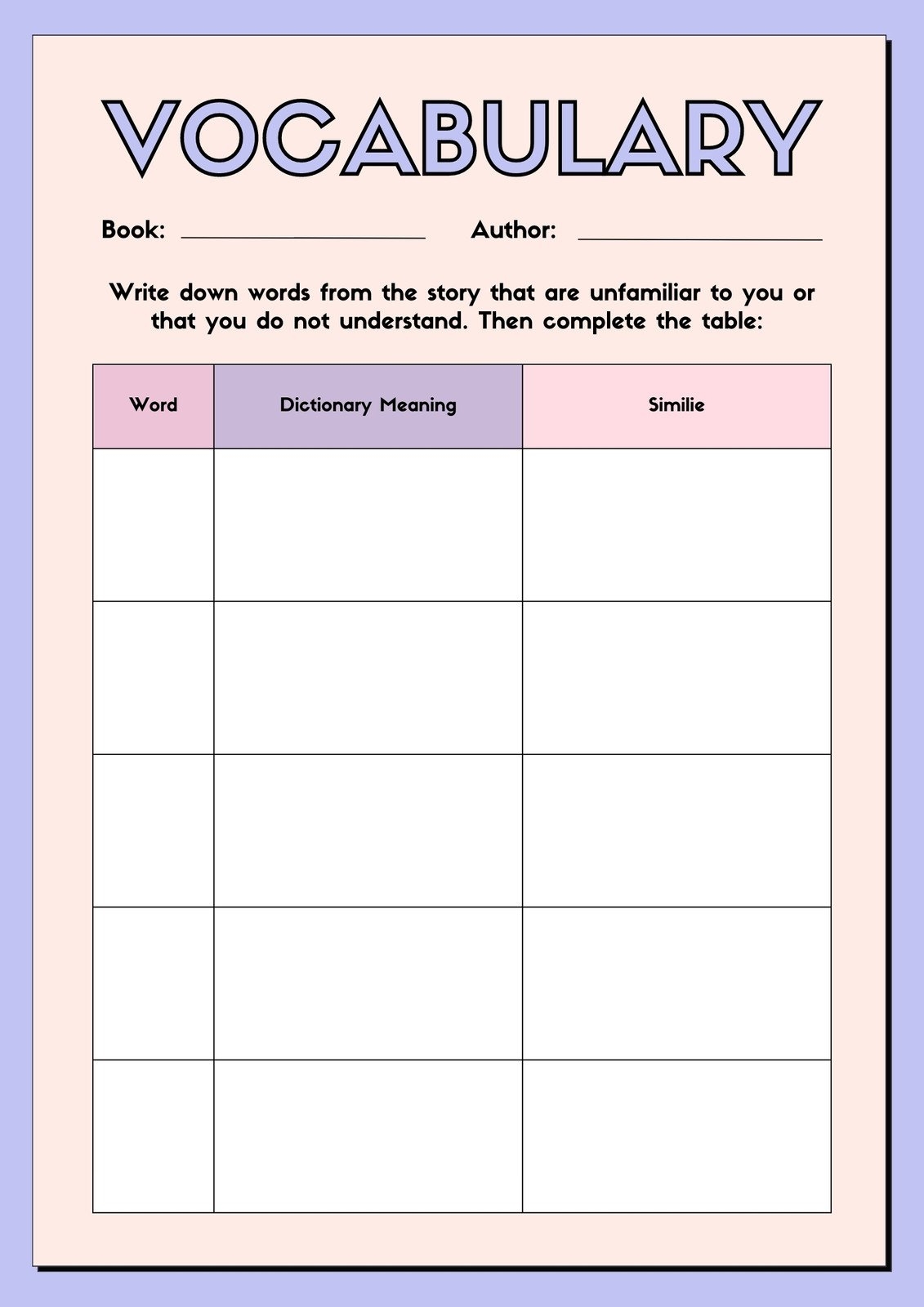 Free Printable Blank Dictionary Pages
