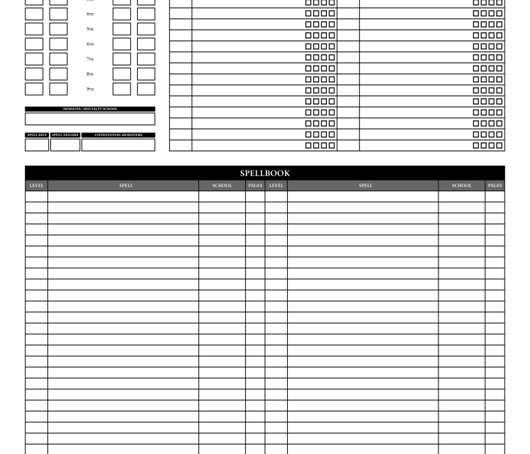 Pathfinder Spell Sheet Fill Online Printable Fillable Blank PdfFiller
