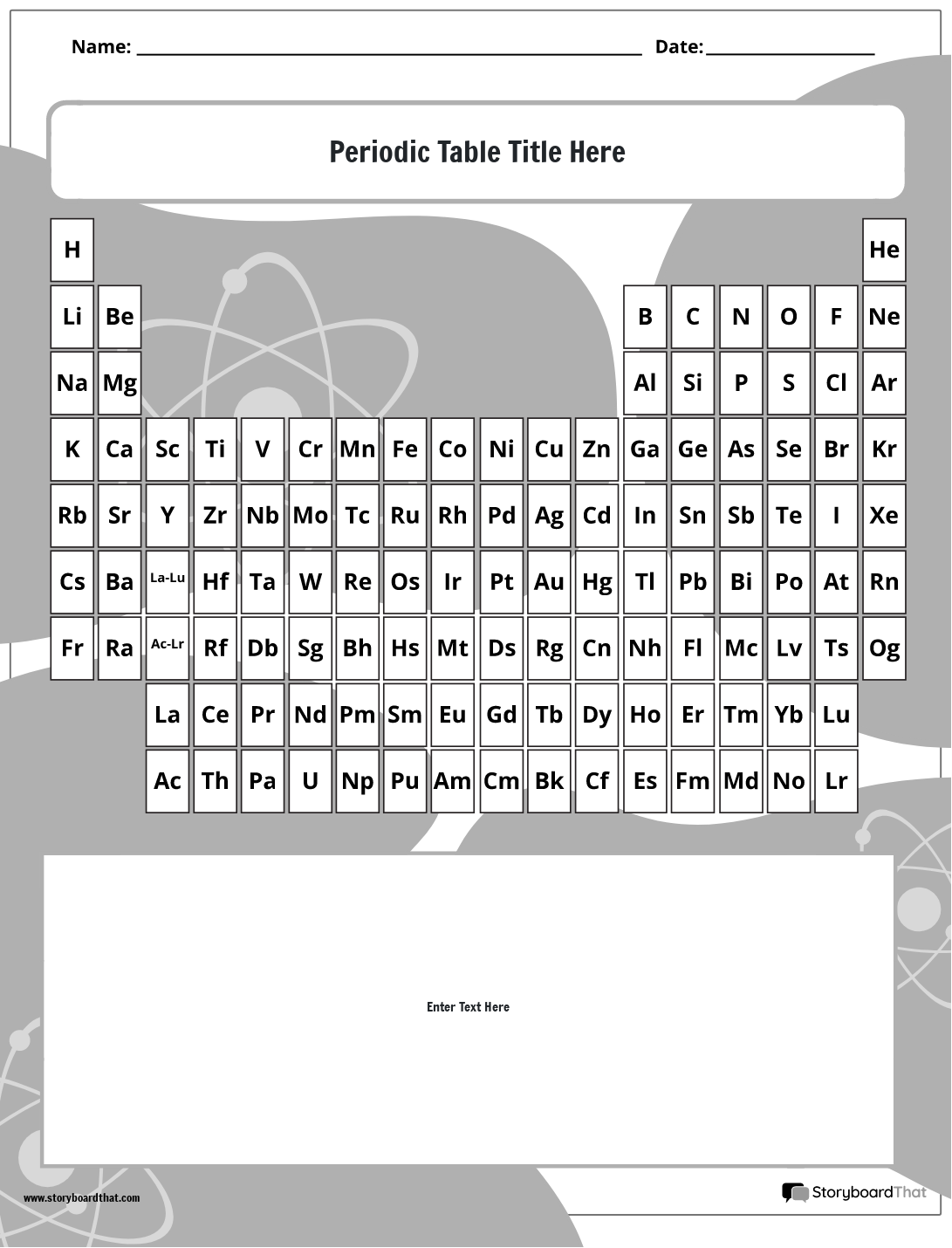 Blank Periodic Table Quiz Printable