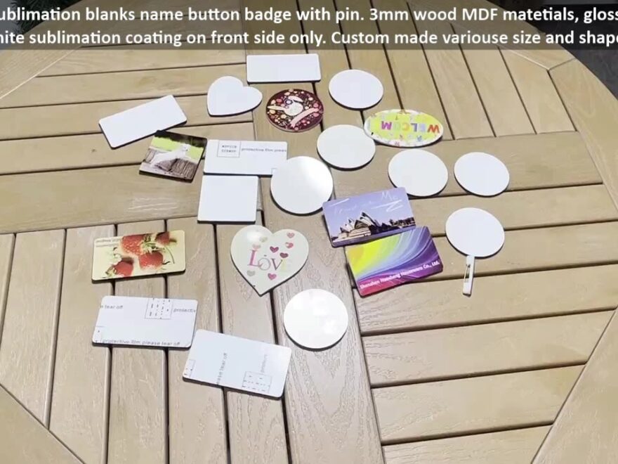 Personalization Printable Wood Crafts White Blank Name Badge MDF Sublimation Button Round Name Tag 2 Inch Alibaba
