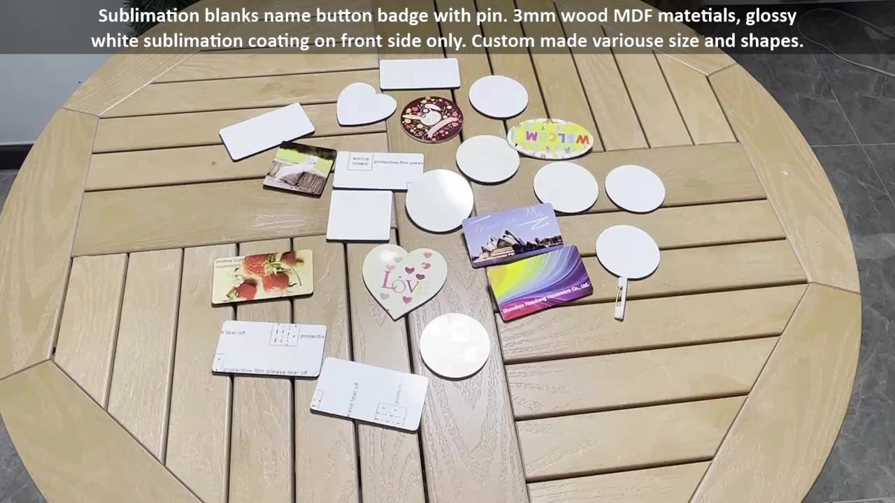 Personalization Printable Wood Crafts White Blank Name Badge MDF Sublimation Button Round Name Tag 2 Inch Alibaba