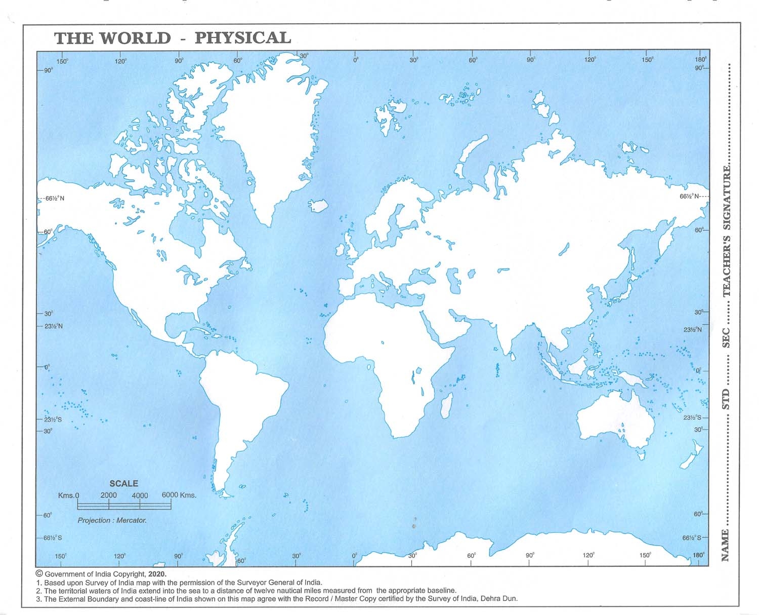 Physical Map Of The World StationeryDukan