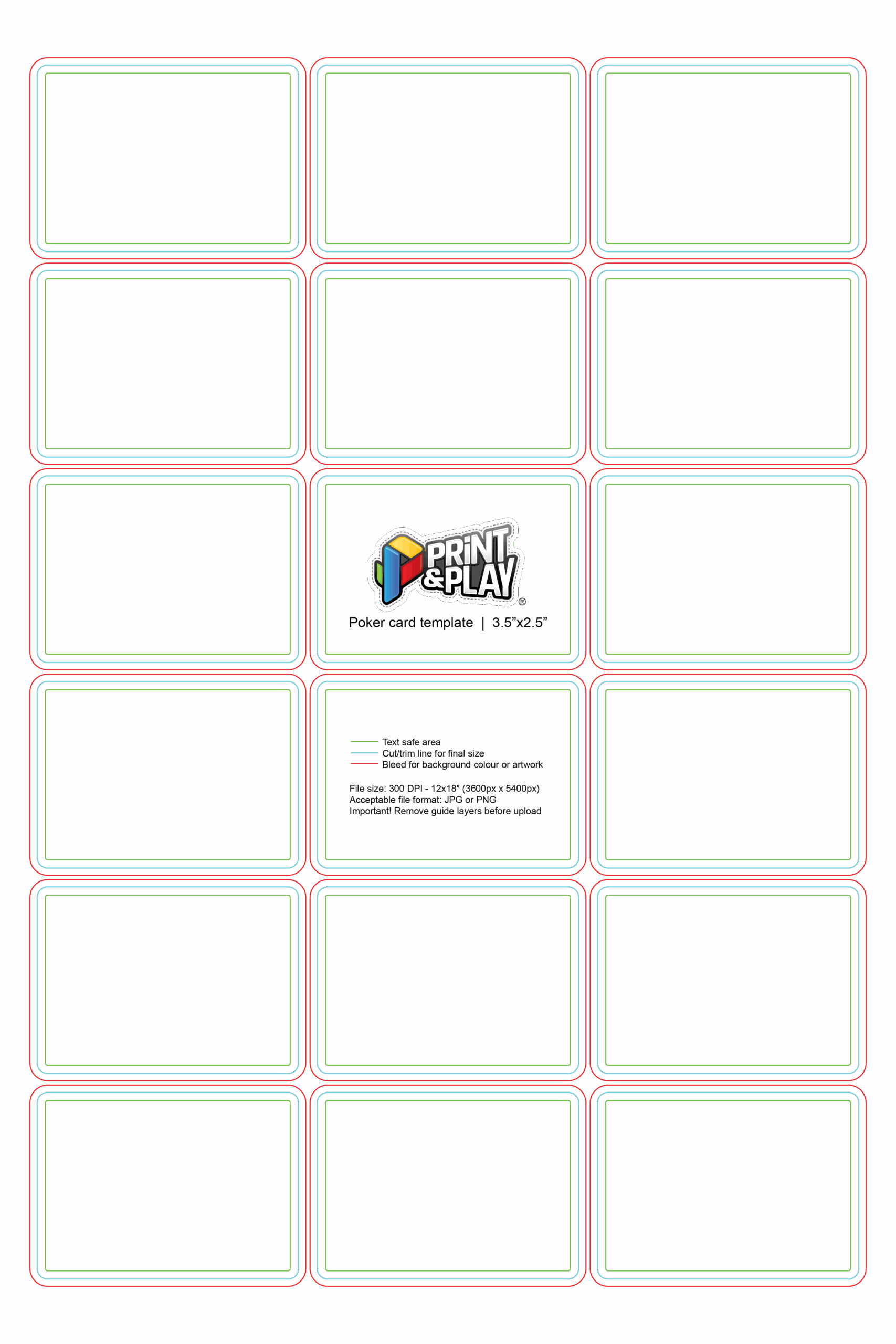 Playing Cards Formatting Templates Print Play