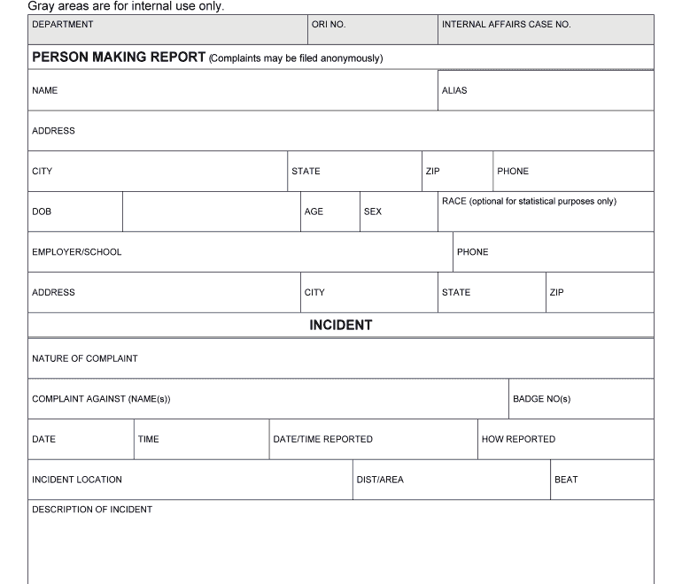 Police Report Templates Fill Online Printable Fillable Blank PdfFiller