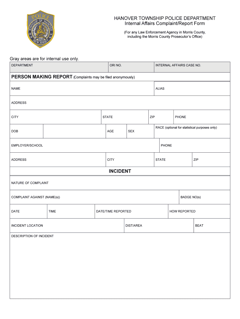 Police Report Templates Fill Online Printable Fillable Blank PdfFiller