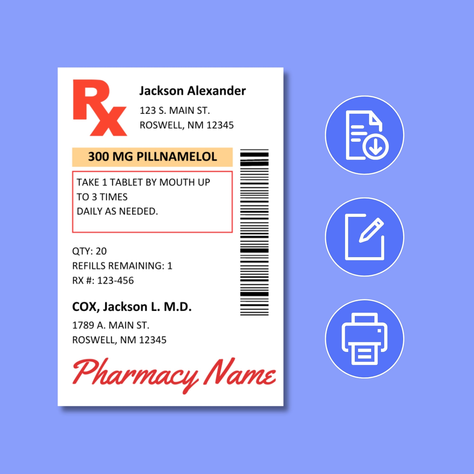 Prescription Label Template Editable RX Bottle Label Template Fun Pill Bottle Label Custom Prescription Bottle Label Medicine Label Etsy
