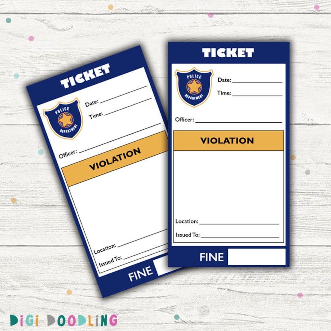Pretend Play Police Tickets police Party Printable Instant Download Etsy Norway