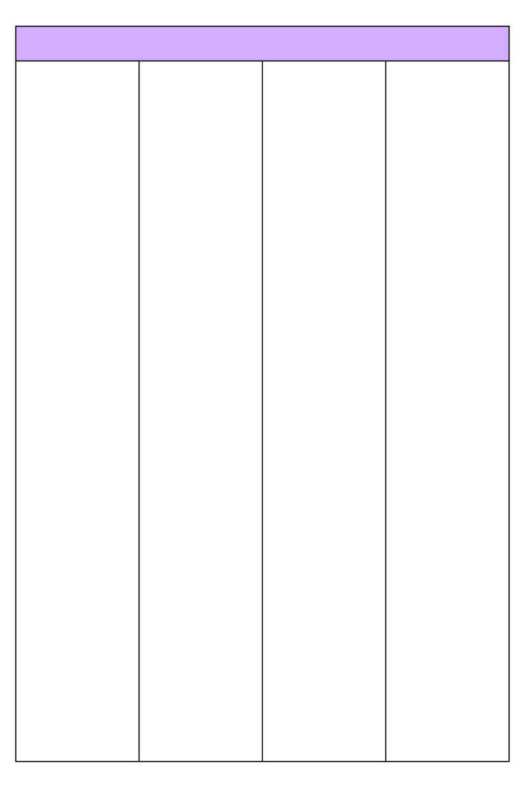Printable Blank 4 Column Chart Templates