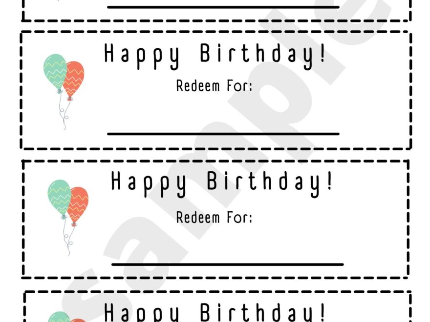Printable Blank Birthday Coupons Etsy