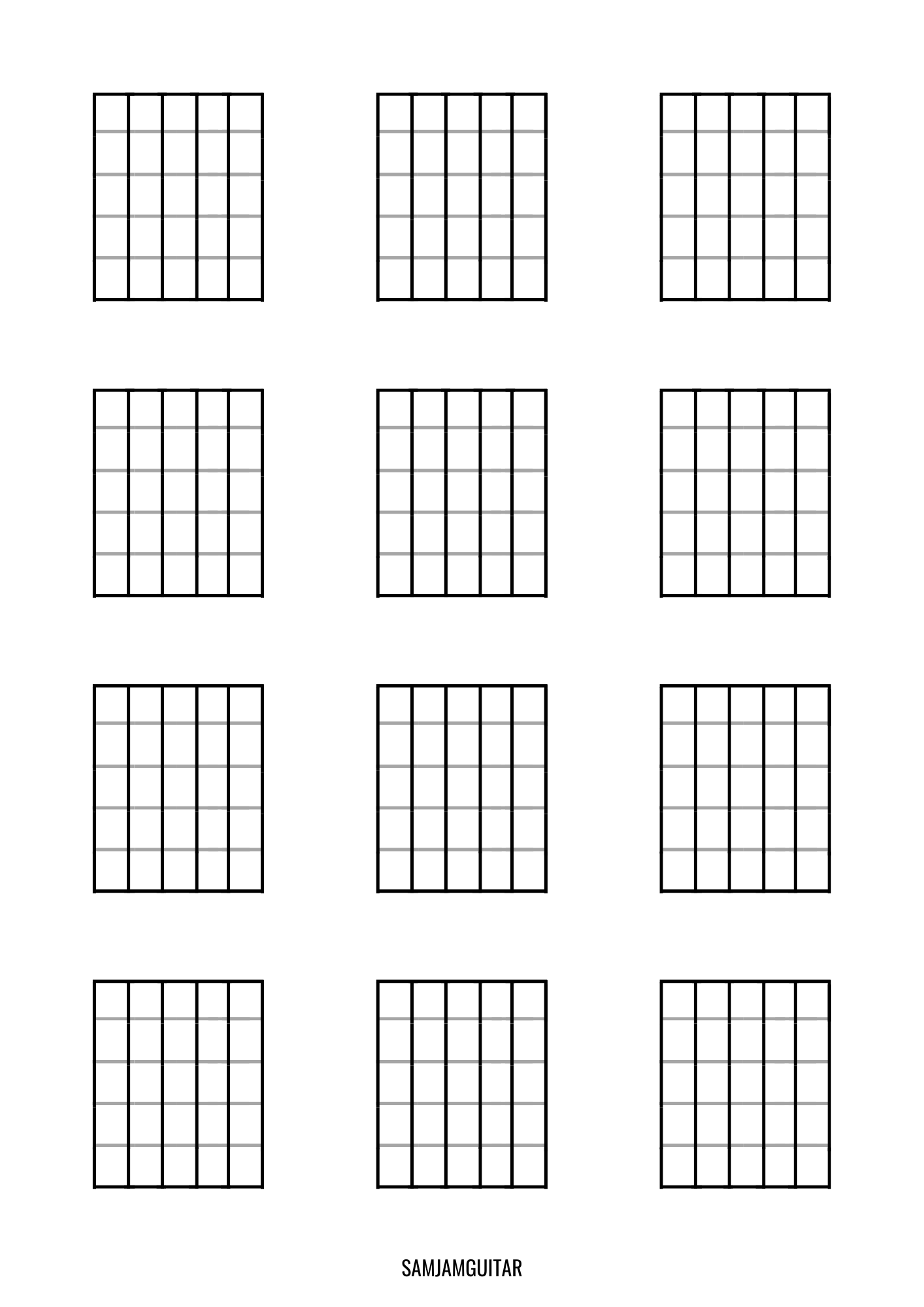 Printable Blank Chord Diagram SAMJAMGUITAR