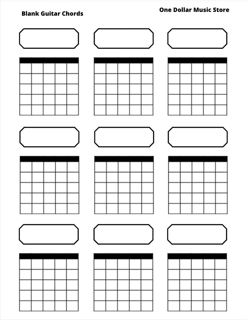 Printable Blank Guitar Chord Chart instant Download new Years Resolution Etsy