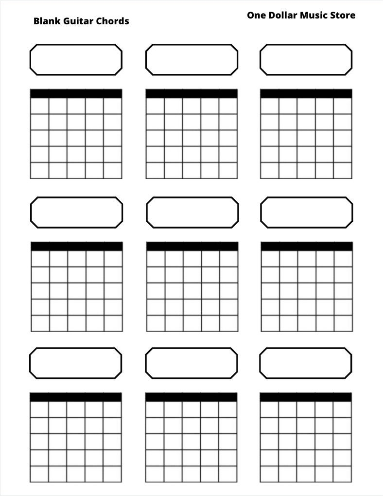 Printable Blank Guitar Chord Chart instant Download new Years Resolution Etsy