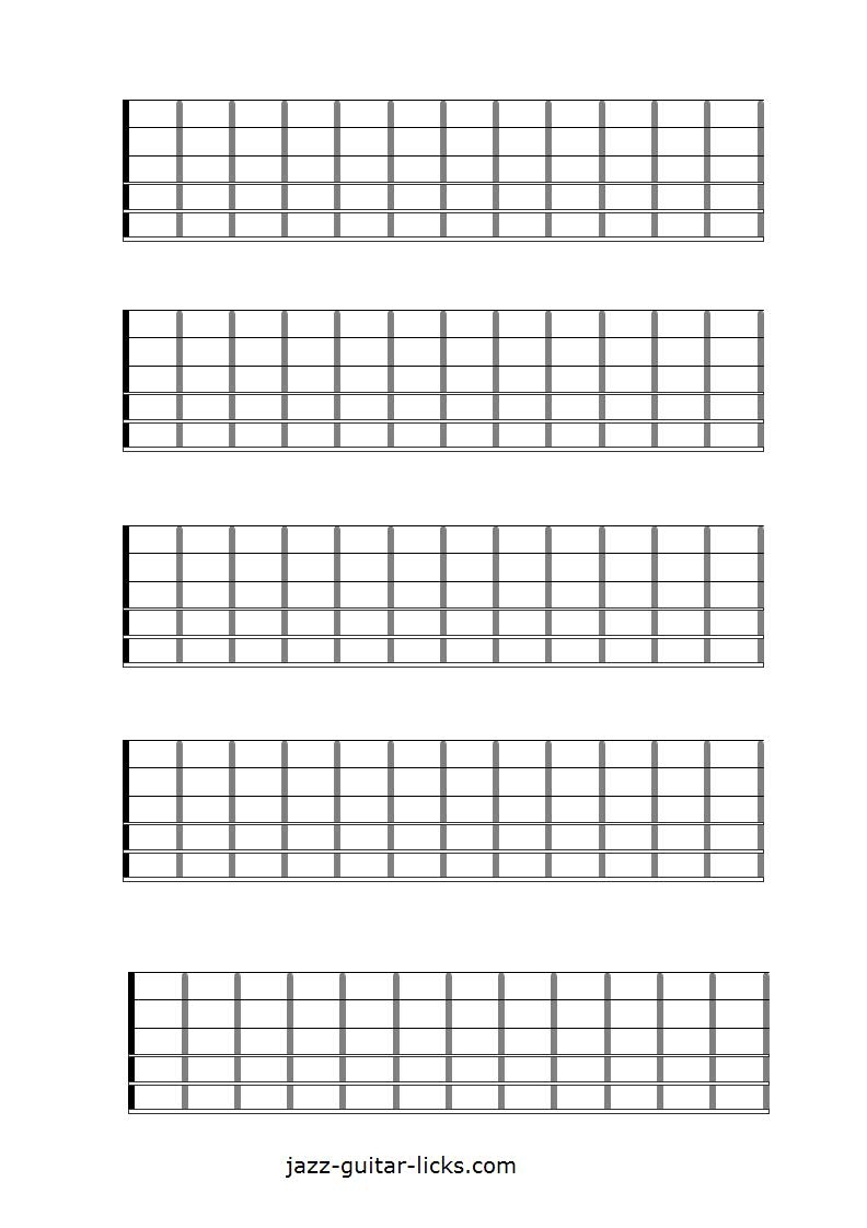 Printable Blank Guitar Neck Diagrams Chord Scale Charts
