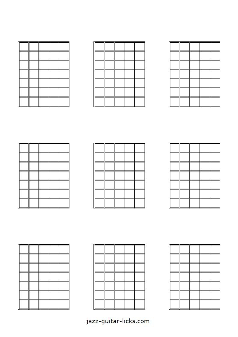 Printable Blank Guitar Neck Diagrams Chord Scale Charts