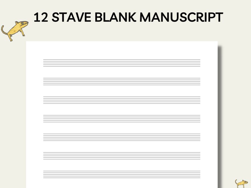 Printable Blank Manuscript Blank Staff Paper Music Posters 12 Stave Blank Manuscript Blank Sheet Music Music Paper Music Art Etsy