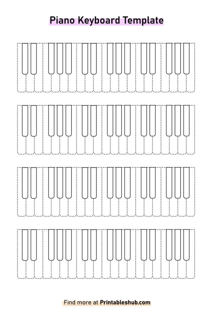 Printable Blank Piano Keyboard Templates Dotted Keys