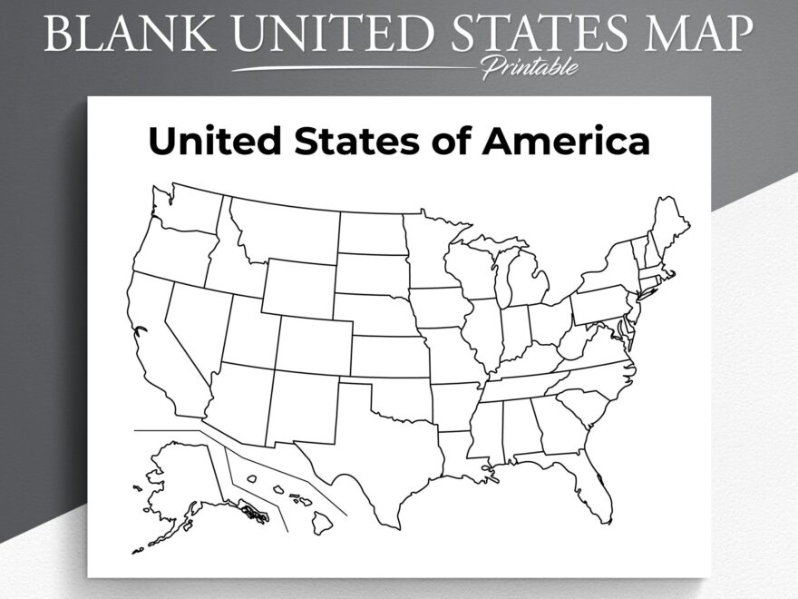 Printable Blank US Map Educational Map For Kids USA Coloring Page United States Map Coloring Etsy