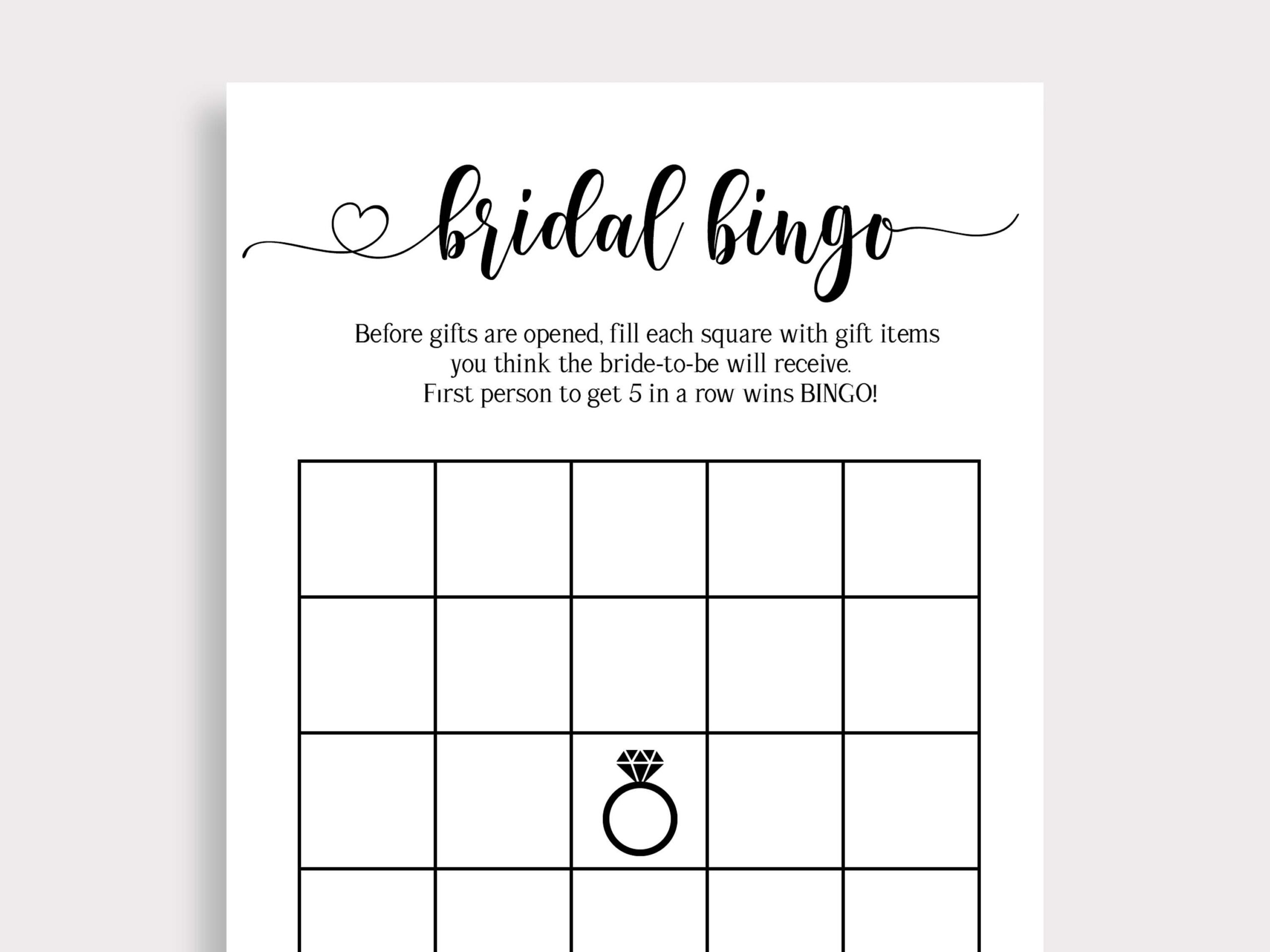 Printable Bridal Shower Bingo Game Simple Bridal Bingo Cards Modern Bridal Shower Games Minimalist Wedding Shower Instant Download W18 Etsy