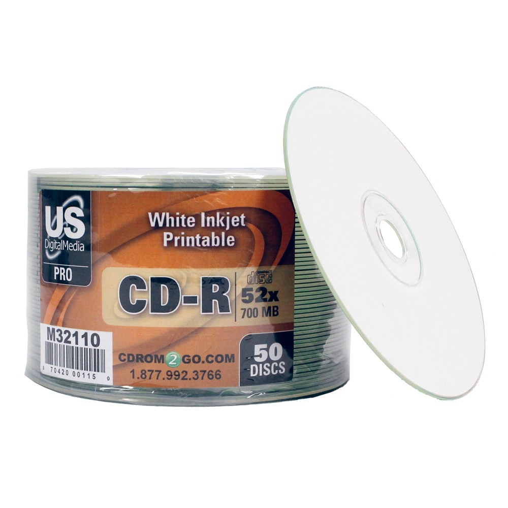 Printable CD White Inkjet USDM Pro CDROM2GO