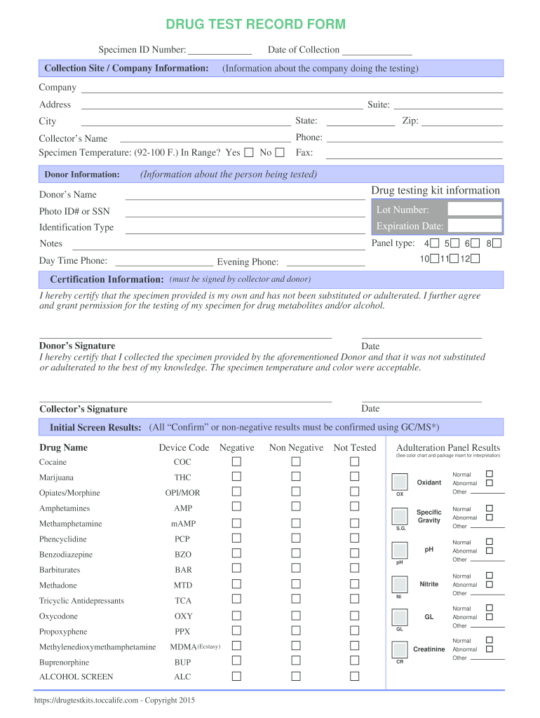 Printable Drug Testing Forms Fill Online Printable Fillable Blank PdfFiller