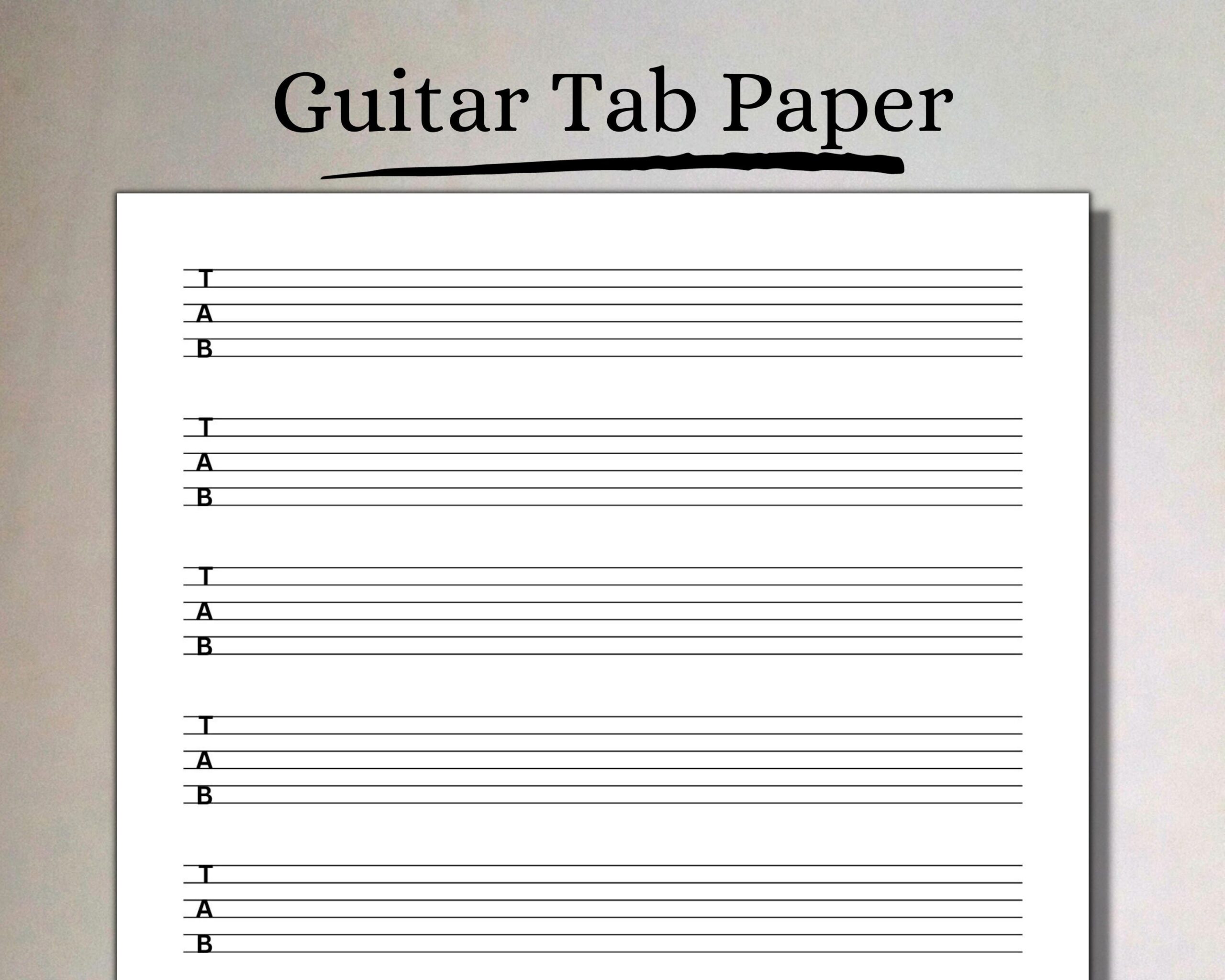 Printable Guitar Tab Paper Printable Blank Tablature Paper For Guitar Downloadable PDF Instant Download Songwriting Tool Etsy