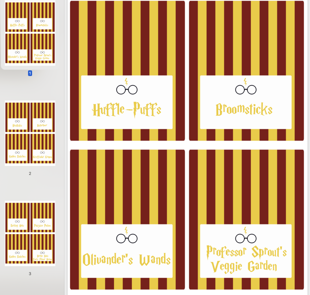 Harry Potter Blank Printable Labels