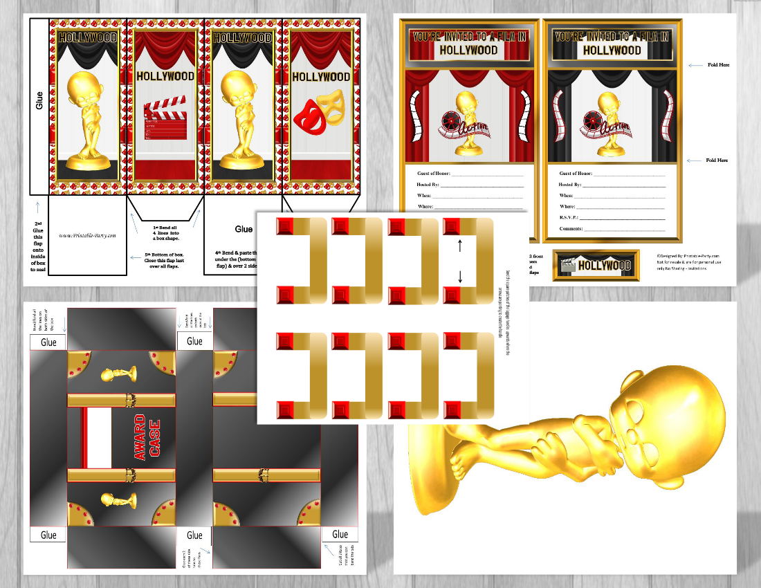 Printable Hollywood Movie Party Supplies Movie Theme Party Decorations