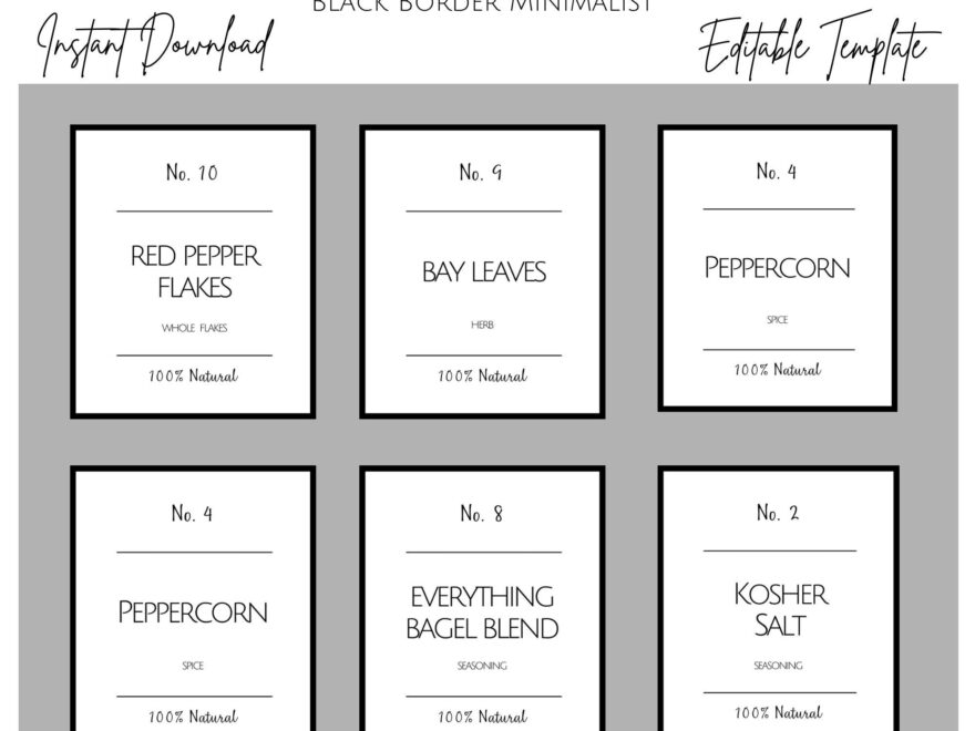 Printable Minimalist Spice Label Template Modern Spice Labels Stickers DIY Spice Jar Label Pantry Organization Instant Download Etsy