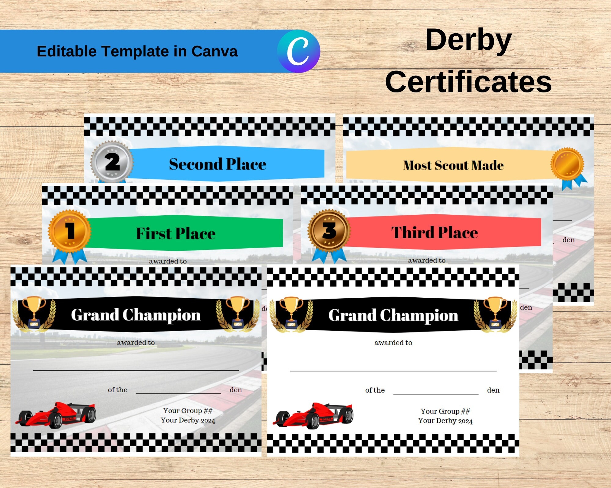 Blank Pinewood Derby Awards Printable