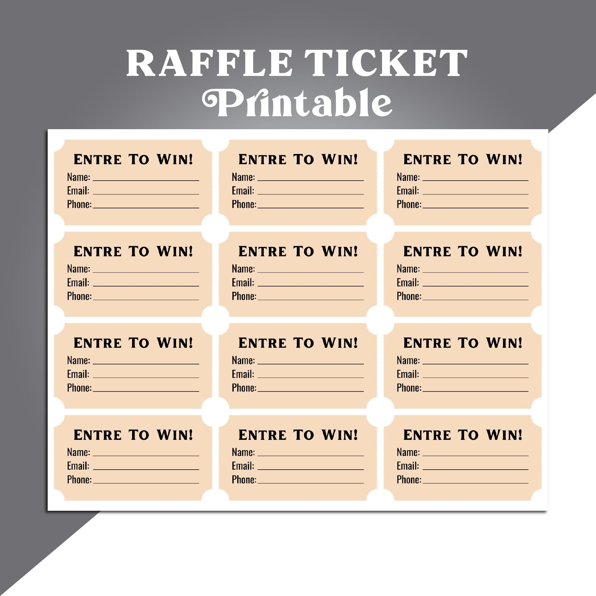 Printable Raffle Tickets Blank Kids