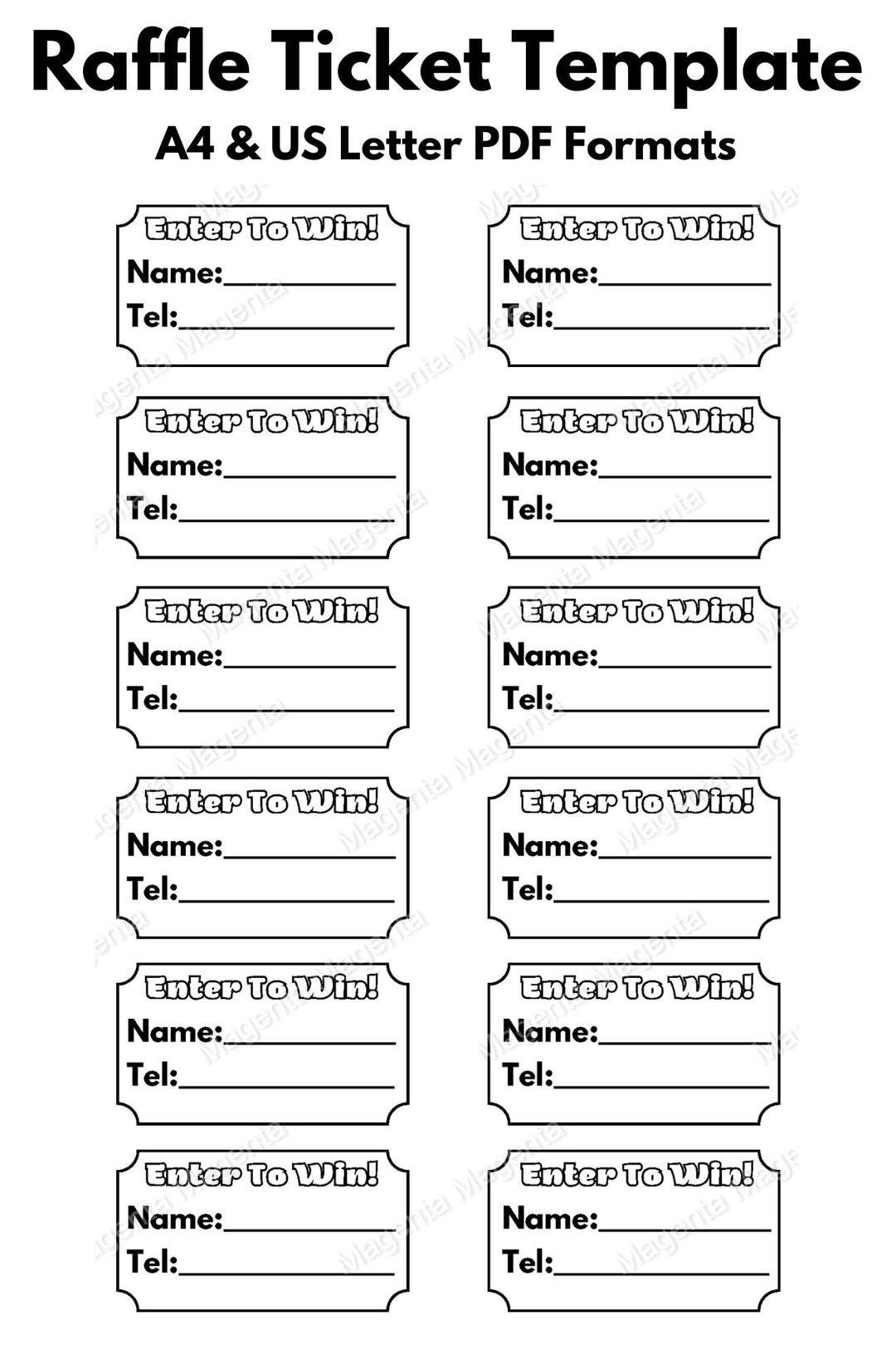 Printable Raffle Ticket Template A0 A1 A2 A3 A4 US Letter PDF Formats Etsy