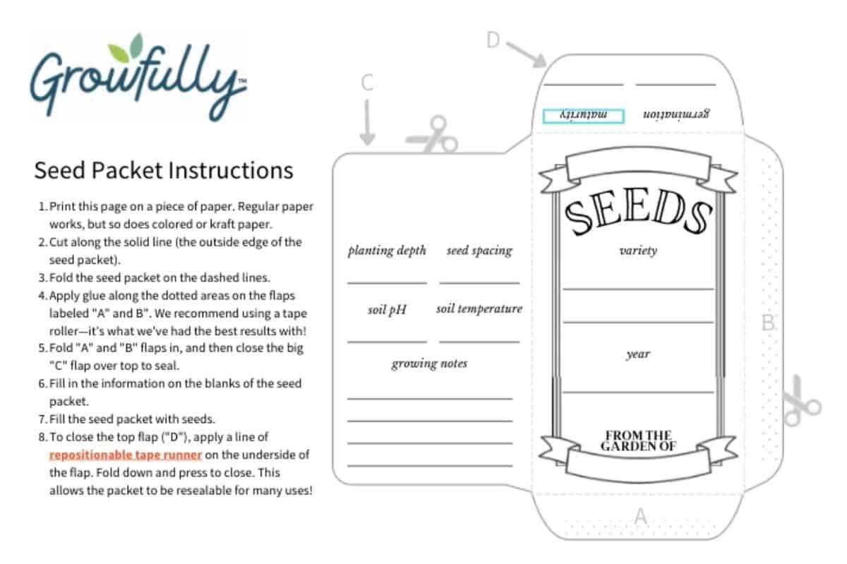 Printable Seed Packets For Seed Saving Sharing Growfully