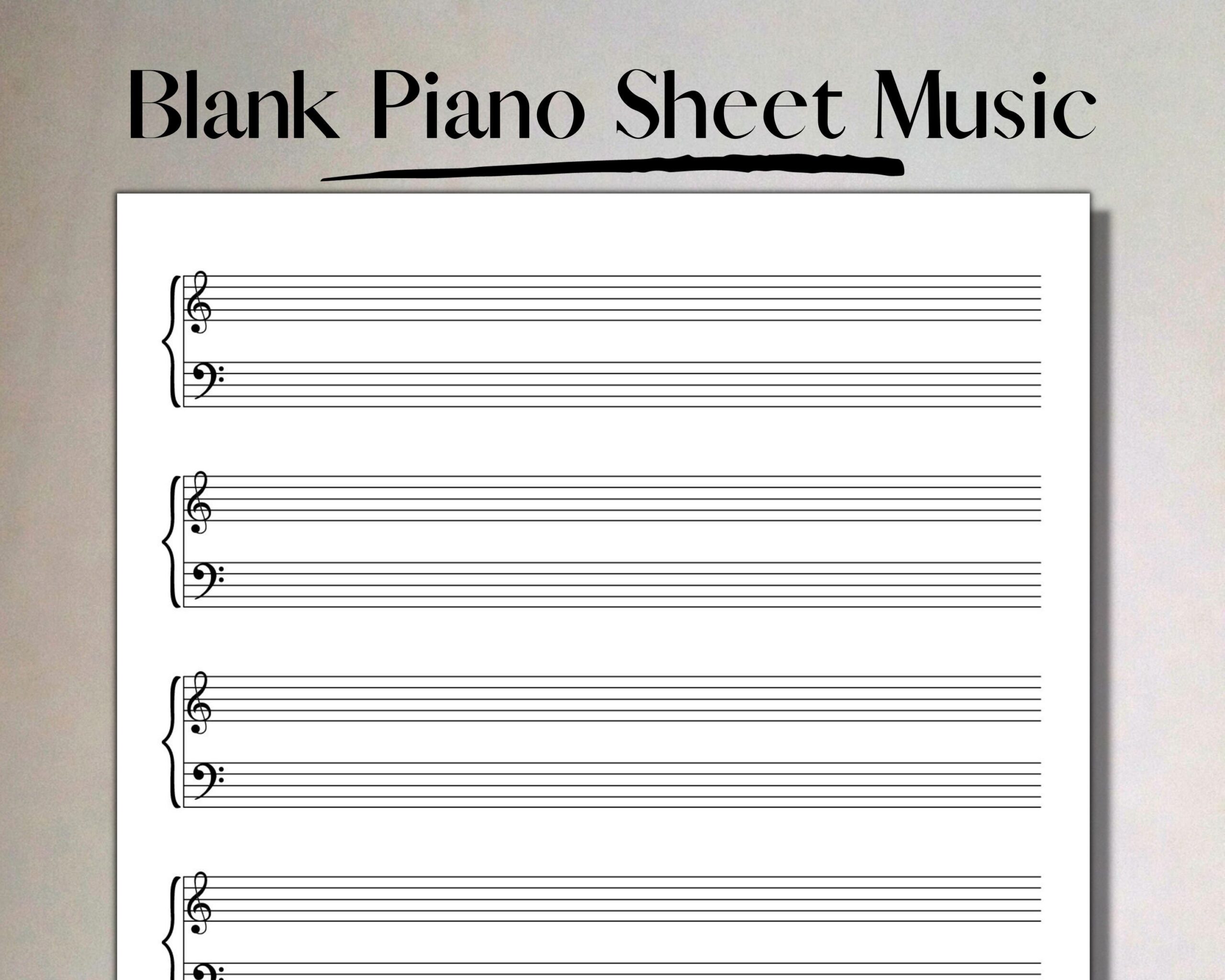 Printable Sheet Music Manuscript Paper Treble Bass Clef 12 Stave PDF Instant Download Piano Staff Paper A4 And US Letter Etsy