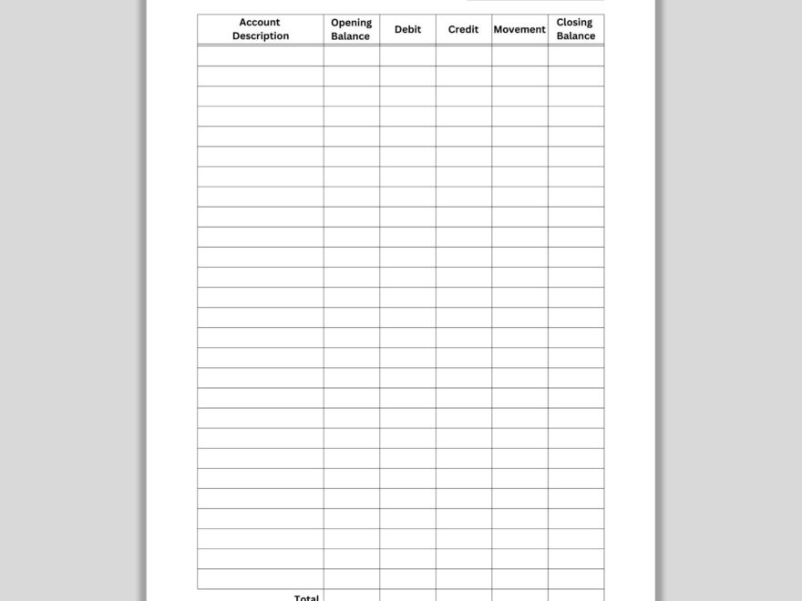 Printable Trial Balance Accounting Sheet Small Business Template Accounting Ledger Printable Financial Reporting PDF A4 A5 US Letter Etsy