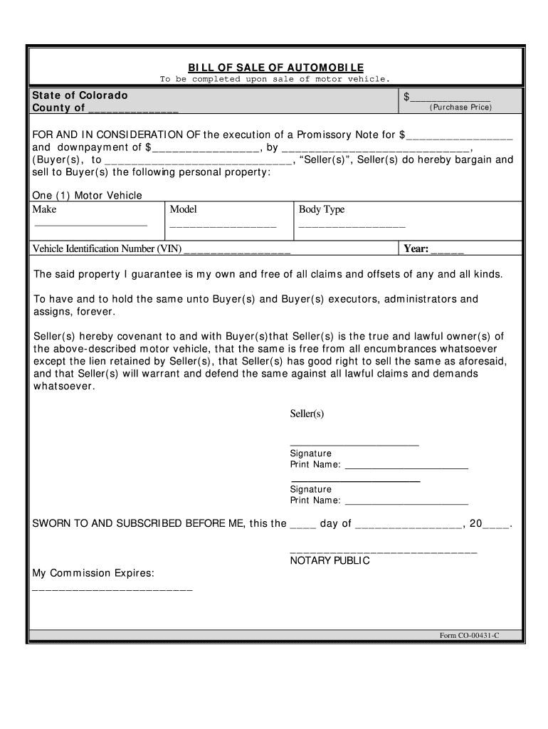 Blank Printable Car Loan Agreement