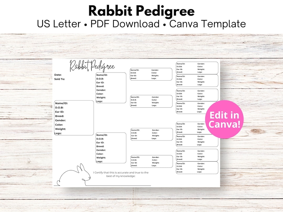 Printable Blank Rabbit Pedigree Template