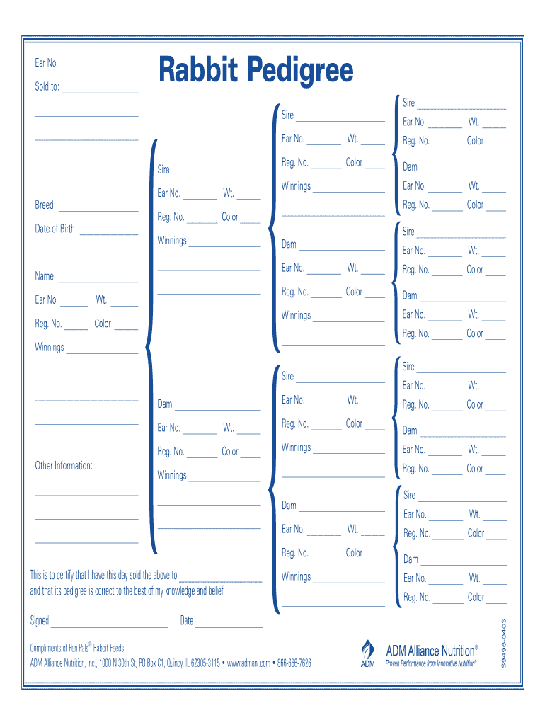 Rabbit Pedigree Downloadable Fill Online Printable Fillable Blank PdfFiller