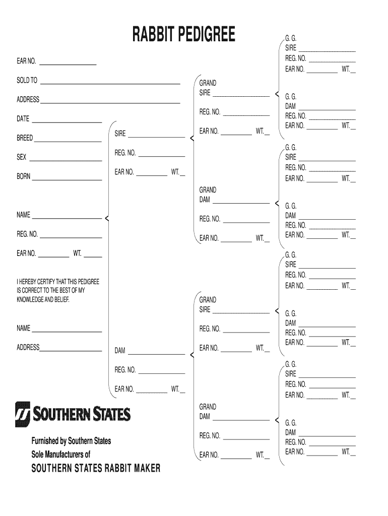 Rabbit Pedigree Papers Fill Online Printable Fillable Blank PdfFiller